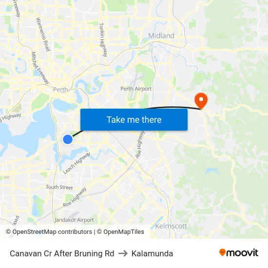 Canavan Cr After Bruning Rd to Kalamunda map