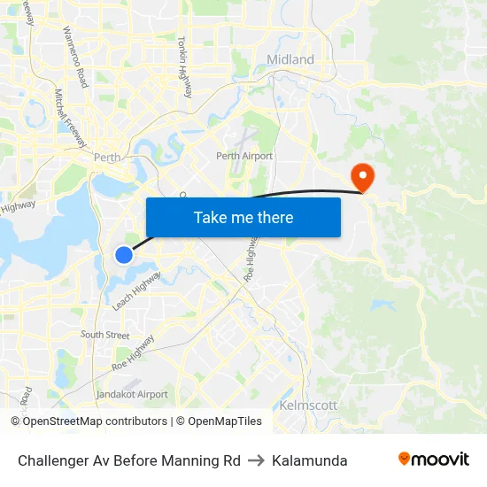 Challenger Av Before Manning Rd to Kalamunda map