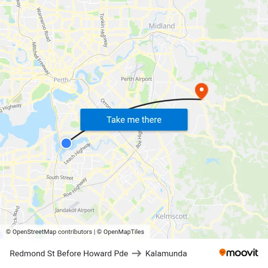 Redmond St Before Howard Pde to Kalamunda map