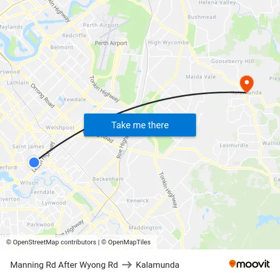 Manning Rd After Wyong Rd to Kalamunda map