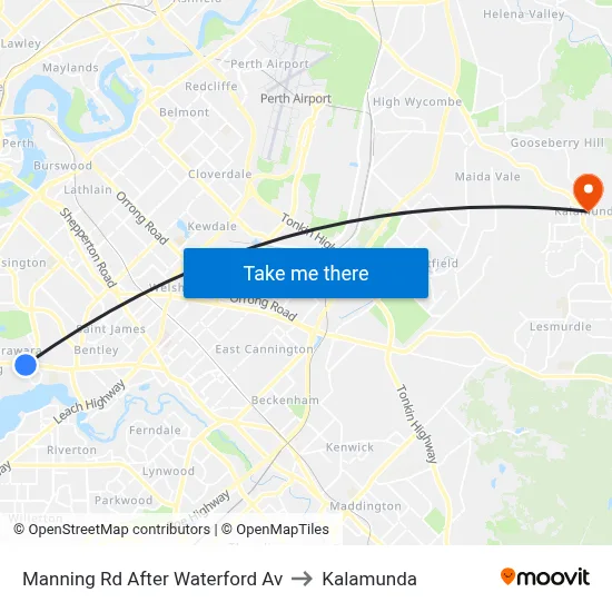 Manning Rd After Waterford Av to Kalamunda map