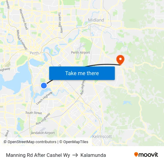 Manning Rd After Cashel Wy to Kalamunda map