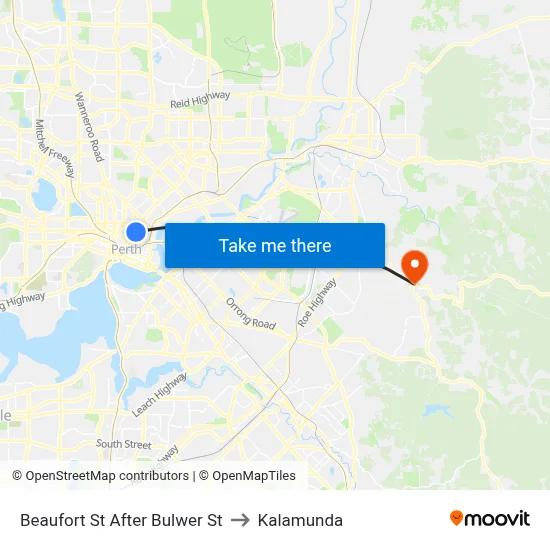 Beaufort St After Bulwer St to Kalamunda map