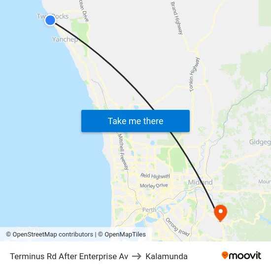 Terminus Rd After Enterprise Av to Kalamunda map