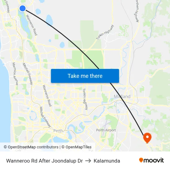 Wanneroo Rd After Joondalup Dr to Kalamunda map