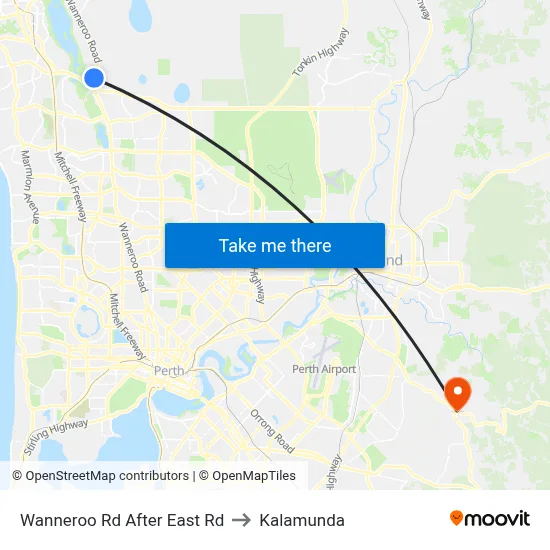 Wanneroo Rd After East Rd to Kalamunda map
