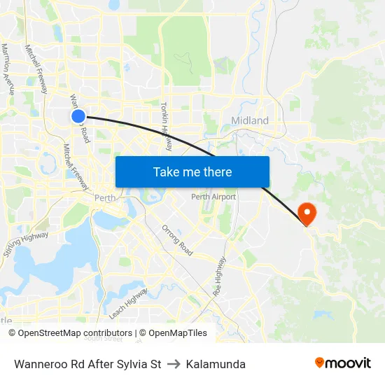 Wanneroo Rd After Sylvia St to Kalamunda map