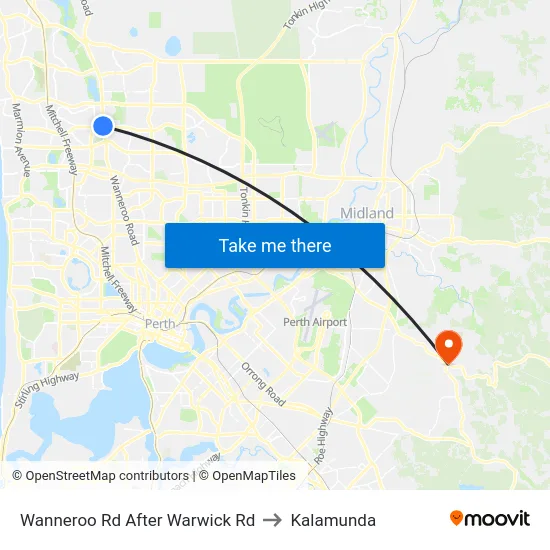 Wanneroo Rd After Warwick Rd to Kalamunda map