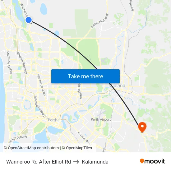 Wanneroo Rd After Elliot Rd to Kalamunda map