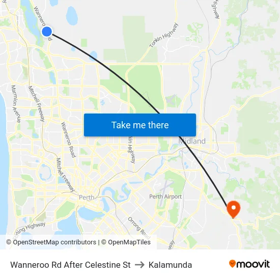 Wanneroo Rd After Celestine St to Kalamunda map