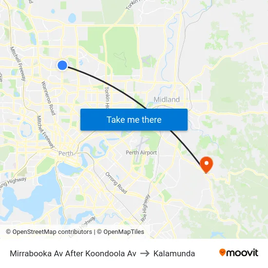 Mirrabooka Av After Koondoola Av to Kalamunda map