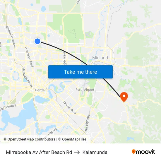 Mirrabooka Av After Beach Rd to Kalamunda map