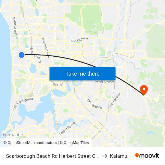 Scarborough Beach Rd Herbert Street Cat Id 27 to Kalamunda map