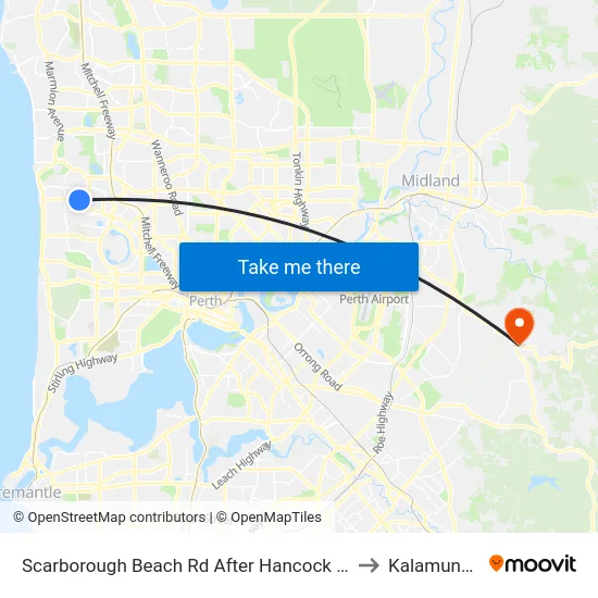 Scarborough Beach Rd After Hancock St to Kalamunda map