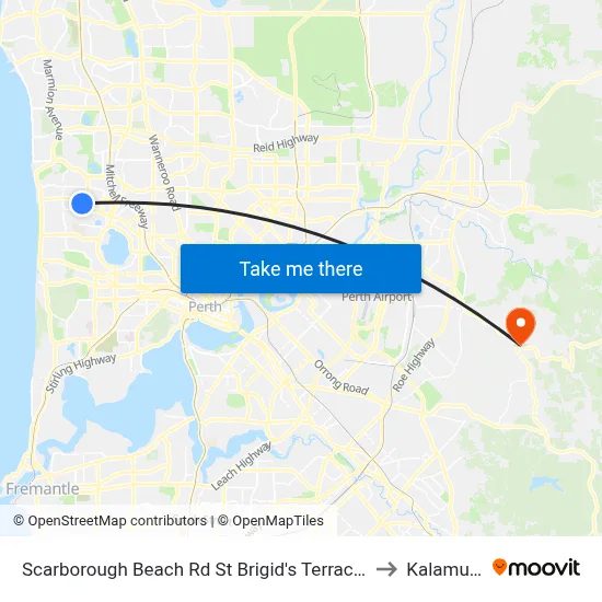 Scarborough Beach Rd St Brigid's Terrace Cat Id 29 to Kalamunda map