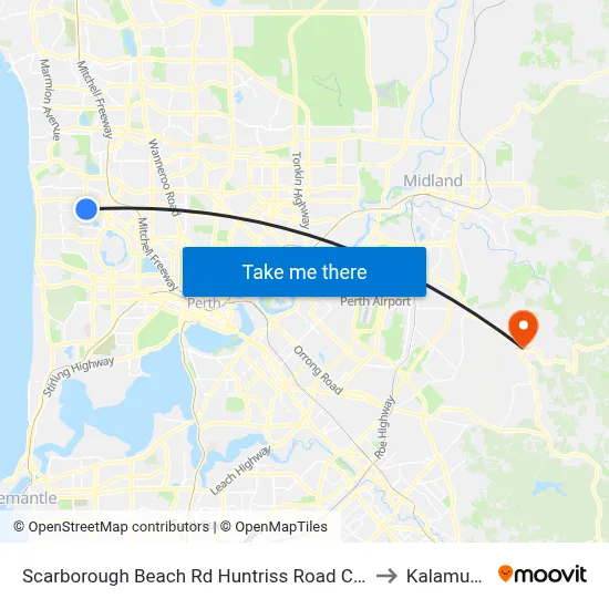 Scarborough Beach Rd Huntriss Road Cat Id 31 to Kalamunda map