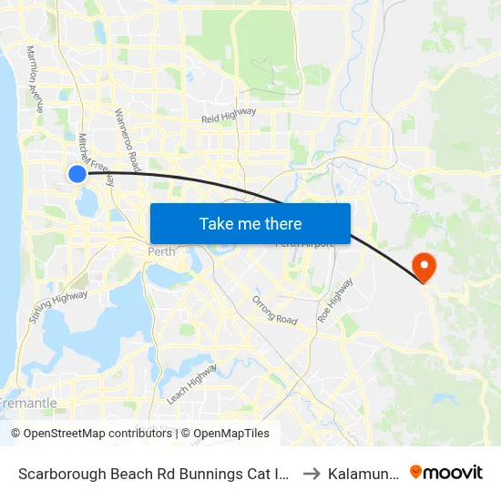 Scarborough Beach Rd Bunnings Cat Id 34 to Kalamunda map