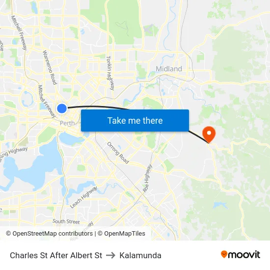 Charles St After Albert St to Kalamunda map
