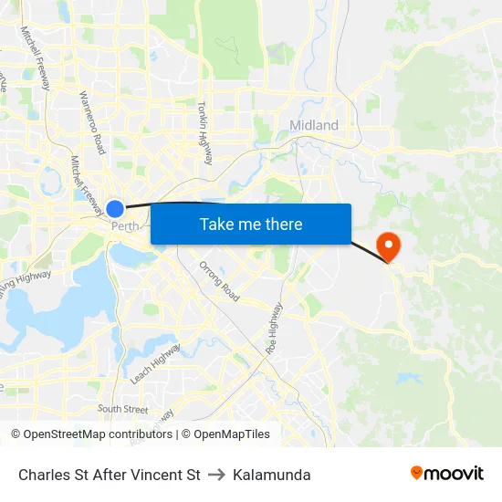 Charles St After Vincent St to Kalamunda map