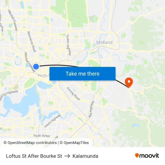 Loftus St After Bourke St to Kalamunda map