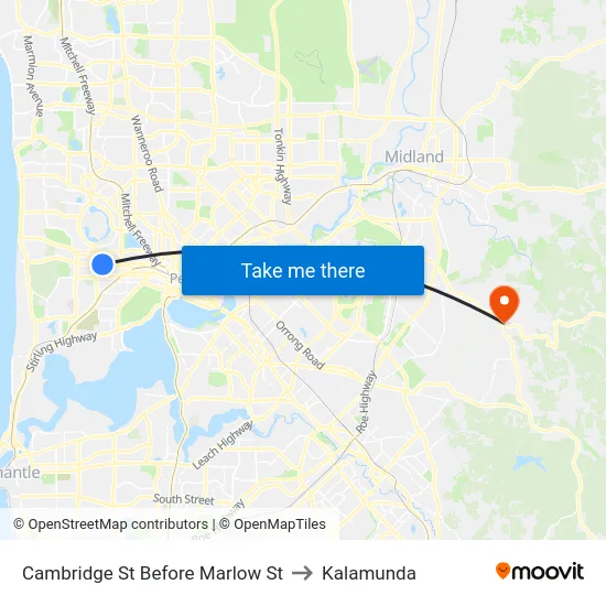 Cambridge St Before Marlow St to Kalamunda map