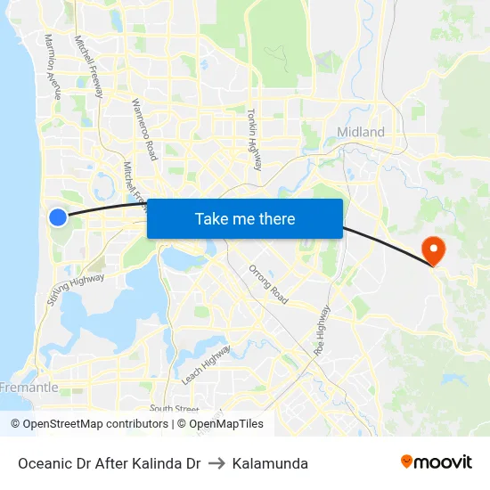 Oceanic Dr After Kalinda Dr to Kalamunda map
