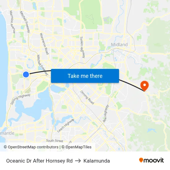 Oceanic Dr After Hornsey Rd to Kalamunda map