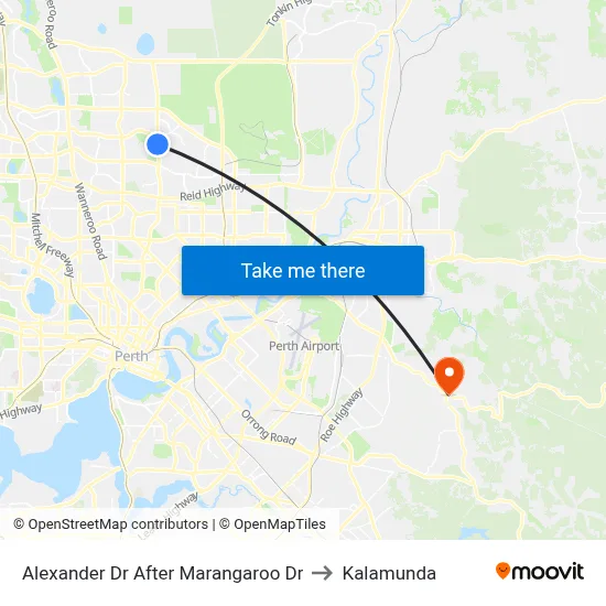 Alexander Dr After Marangaroo Dr to Kalamunda map