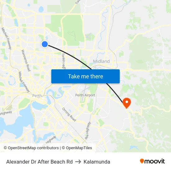 Alexander Dr After Beach Rd to Kalamunda map