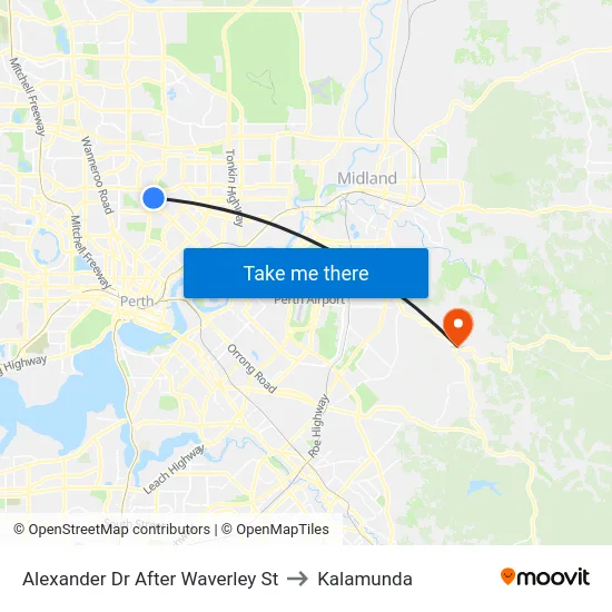 Alexander Dr After Waverley St to Kalamunda map