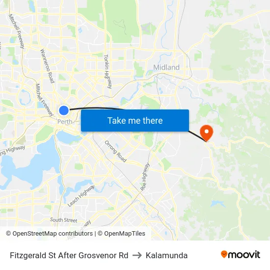 Fitzgerald St After Grosvenor Rd to Kalamunda map