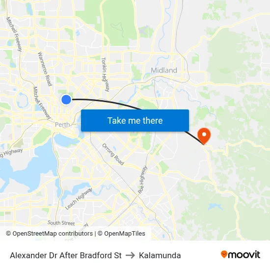 Alexander Dr After Bradford St to Kalamunda map