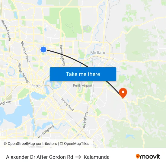 Alexander Dr After Gordon Rd to Kalamunda map