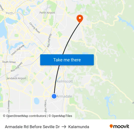 Armadale Rd Before Seville Dr to Kalamunda map
