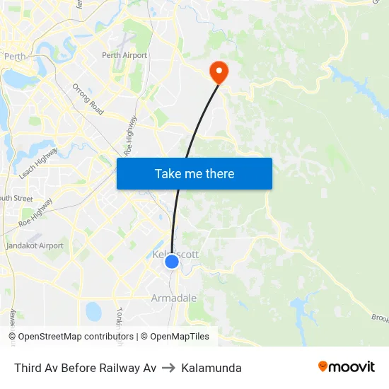 Third Av Before Railway Av to Kalamunda map