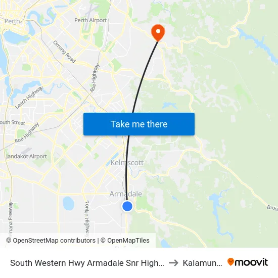 South Western Hwy Armadale Snr High Sch to Kalamunda map