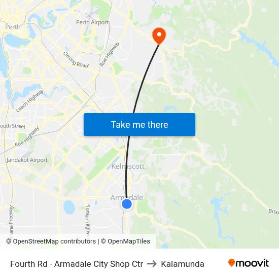 Fourth Rd - Armadale City Shop Ctr to Kalamunda map
