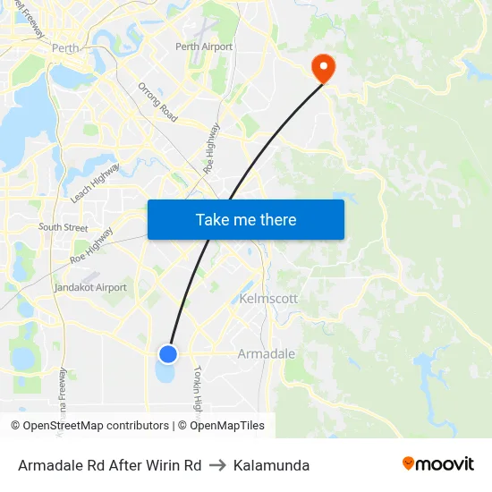 Armadale Rd After Wirin Rd to Kalamunda map