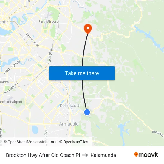 Brookton Hwy After Old Coach Pl to Kalamunda map