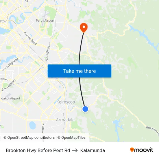 Brookton Hwy Before Peet Rd to Kalamunda map