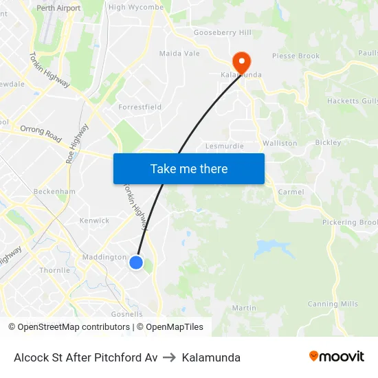 Alcock St After Pitchford Av to Kalamunda map