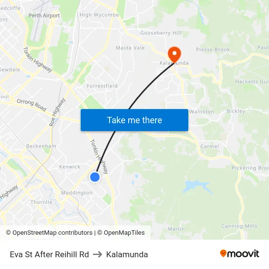 Eva St After Reihill Rd to Kalamunda map