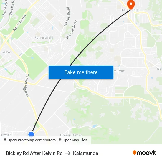 Bickley Rd After Kelvin Rd to Kalamunda map