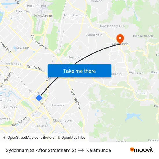 Sydenham St After Streatham St to Kalamunda map
