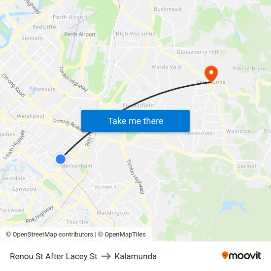 Renou St After Lacey St to Kalamunda map