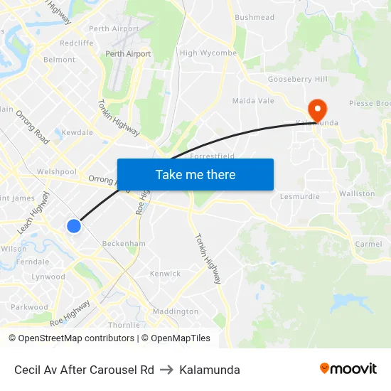Cecil Av After Carousel Rd to Kalamunda map