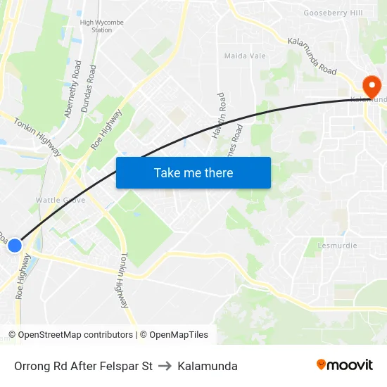 Orrong Rd After Felspar St to Kalamunda map