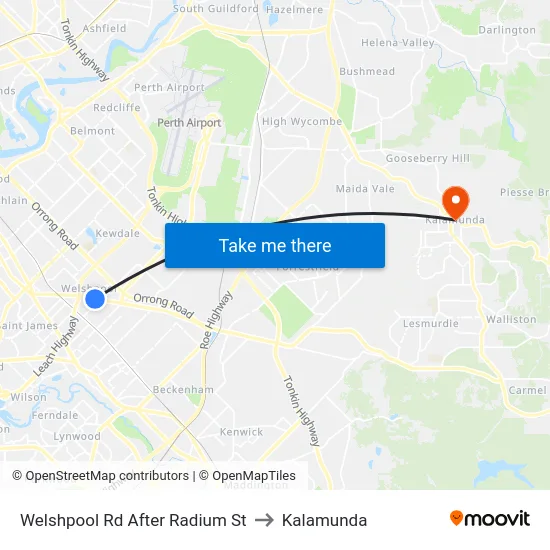 Welshpool Rd After Radium St to Kalamunda map