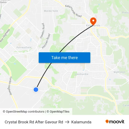 Crystal Brook Rd After Gavour Rd to Kalamunda map