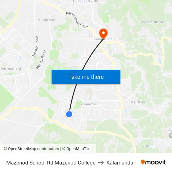 Mazenod School Rd Mazenod College to Kalamunda map